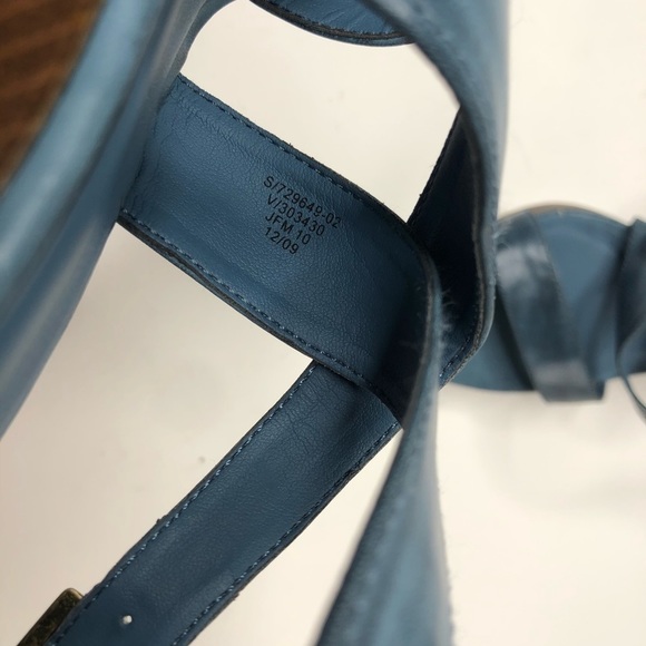 NEW Old Navy Distressed Blue Washed Crisscross Strappy Brown Wedge Sandals 10 - Picture 12 of 16